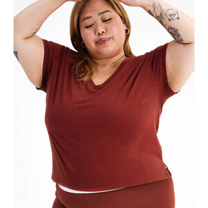 Girlfriend Collective | NWOT Lava Cupro V-Neck Short Sleeve Tee XXXLarge